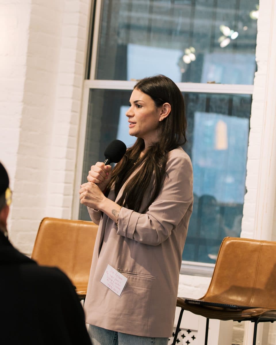 Vix Reitano speaking to a room of founders